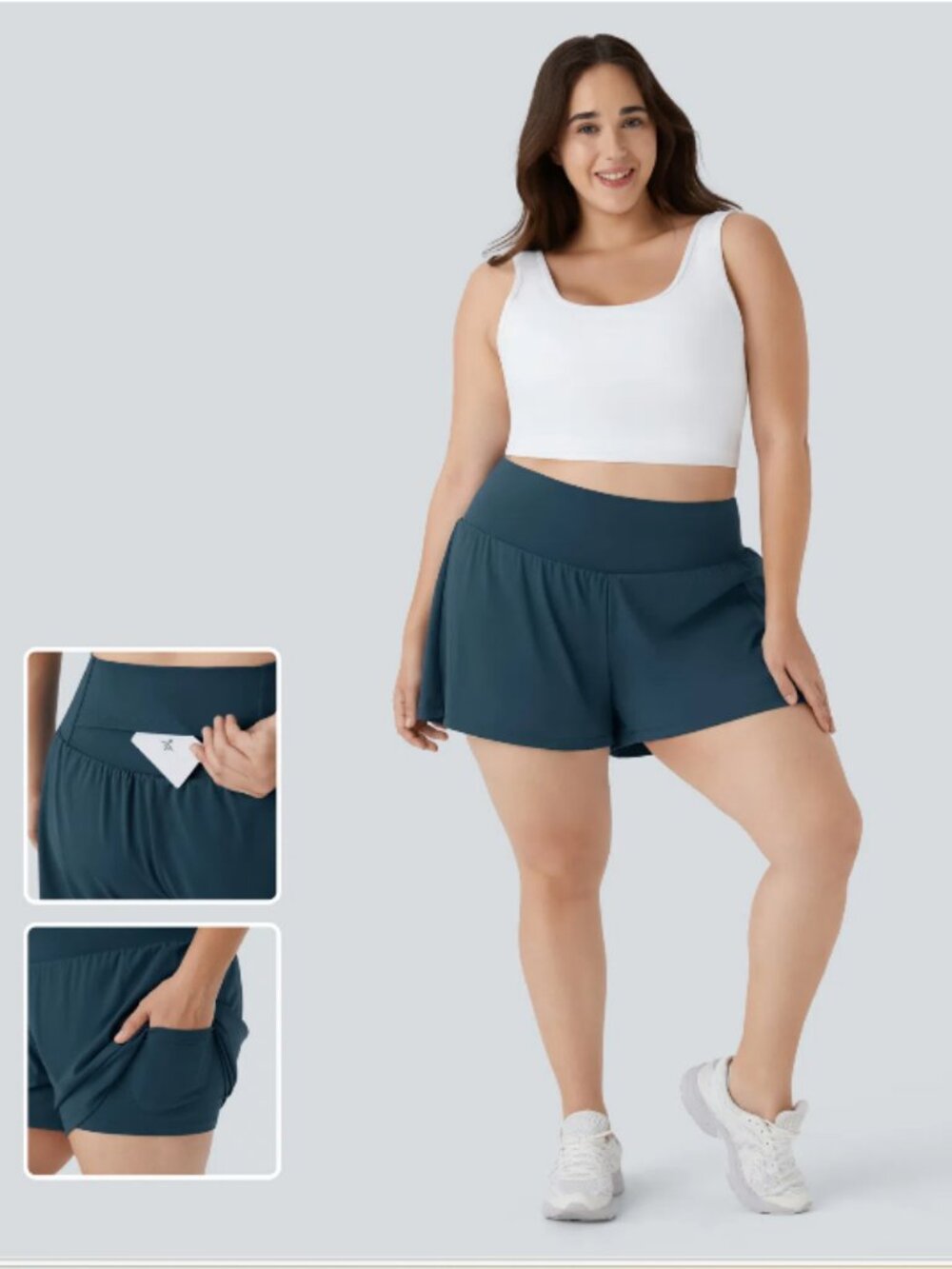 Halara Super High Waisted Back Pocket & Side Hidden Pocket 2-in-1 Yoga Short XL